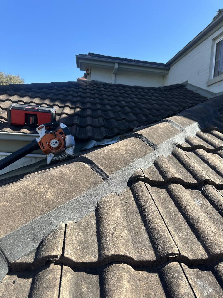 Freshly repointed ridge capping