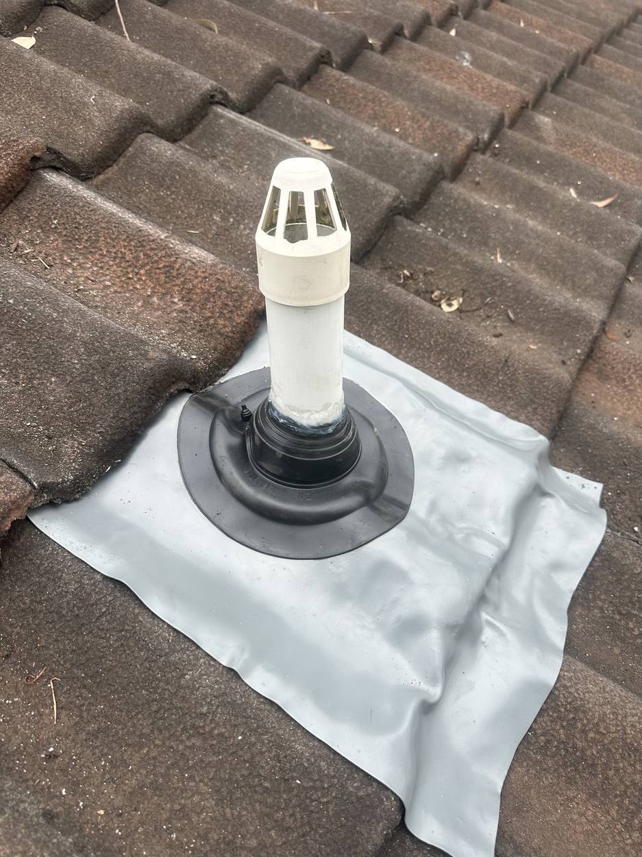 New flashing around a vent pipe